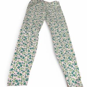 Girls Green Floral Leggings